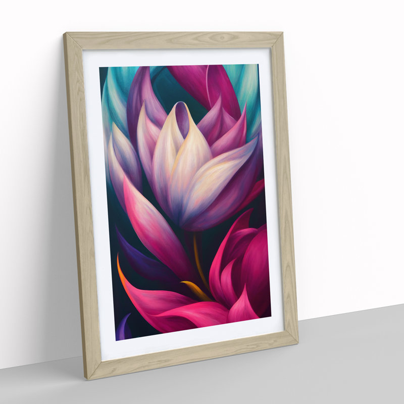 Thrilling Flower - Single Picture Frame Print, 34cm H x 25cm W x 2cm D, Oak