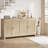 60" Rattan Buffet Cabinet - Farmhouse Storage Sideboard with 4 Doors & Adjustable Shelves, Woven Console Table-1288862568