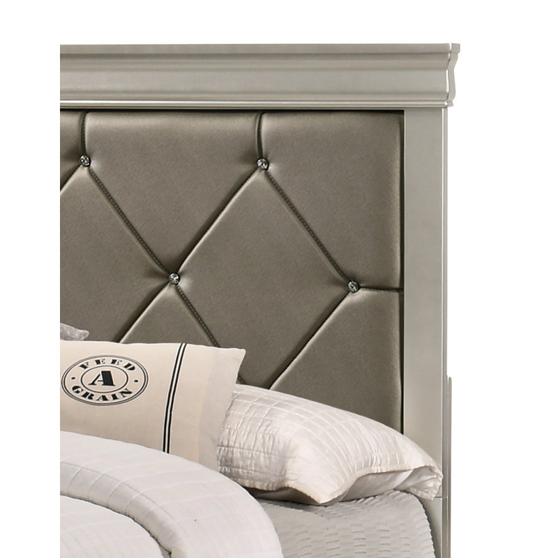 Elody Panel Bedroom Set Special 3 Piece: Bed, 2 Nightstands, Silver, Full