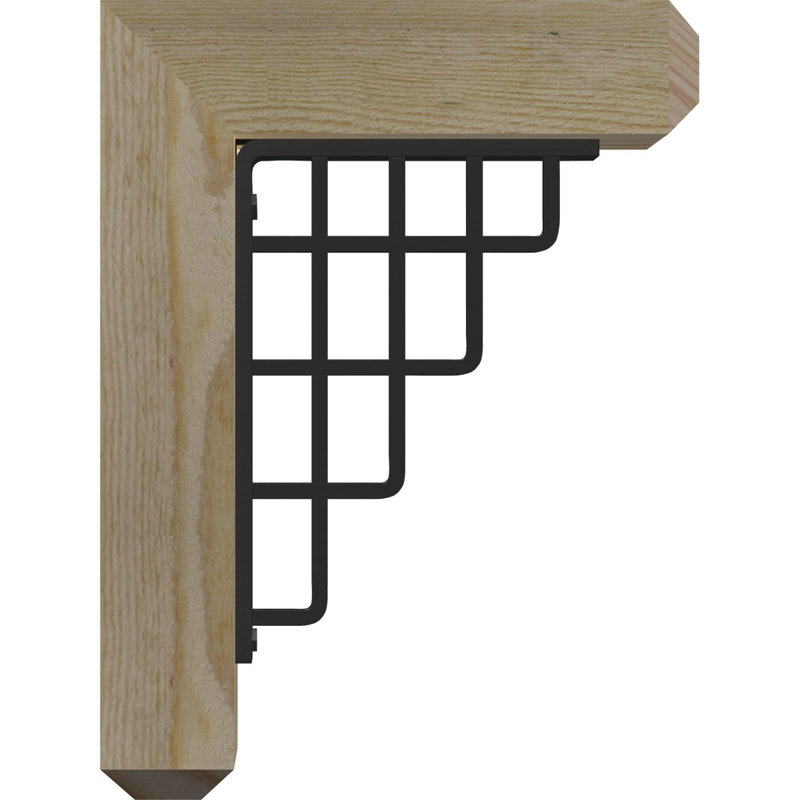 Diane 4" Single Brace Craftsman Ironcrest Bracket, 16"H x 13 1/2"D, 3 1/2"W x 4"T Douglas Fir (Smooth)
