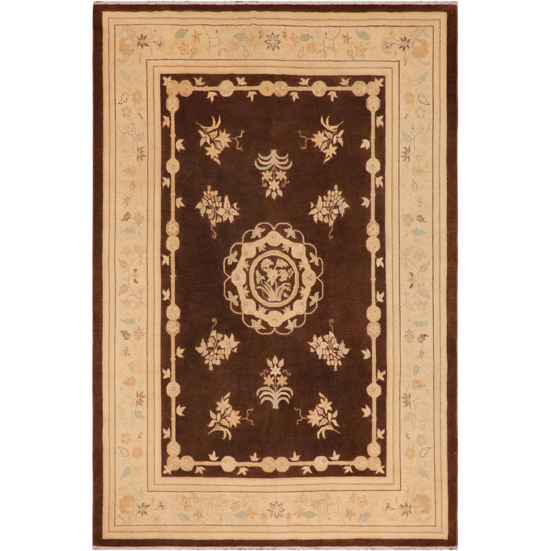 Tapis brun / brun clair oriental en laine noué à la main 9 pi 1 po x 11 pi 10 po Oriental