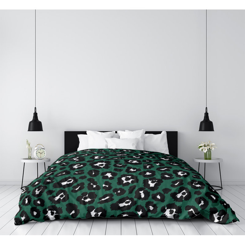 Housse de couette simple Fly Throwback, Polyester brossé, Vert / noir / blanc, Housse de couette simple TG