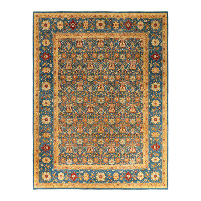 Mindil One-of-a-Kind 9' 1" X 11' 10" New Age Rectangular Wool Area Rug Blue