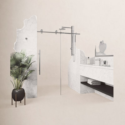 Porte de douche coulissante sans cadre avec verre transparent 3/8 po de l 56 à 60 po x H 76 po Elan E-Class