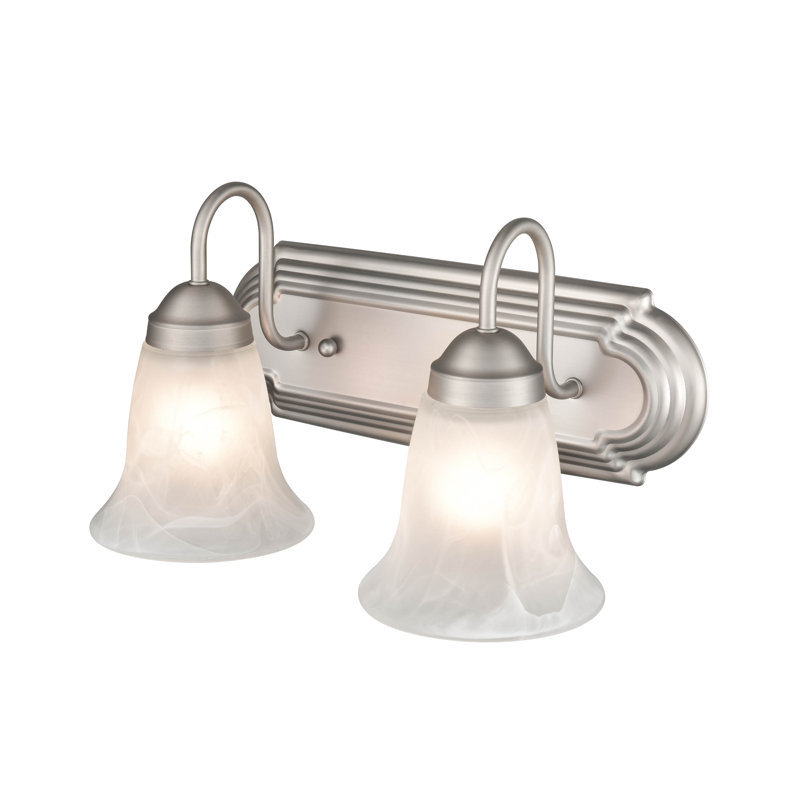 Éclairage pour meuble-lavabo à 2 lumières à intensité variable Adalgisa, Nickel satiné