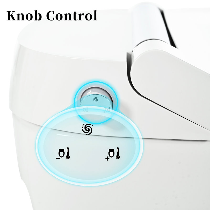 Toilette de salle de bain moderne avec siège à température réglable et capteur infrarouge de pied Smart Flush