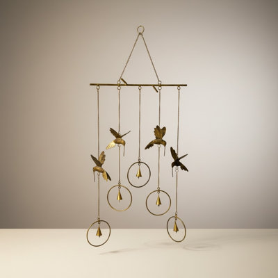 Hummingbird Bell Chime in Burnt Gold