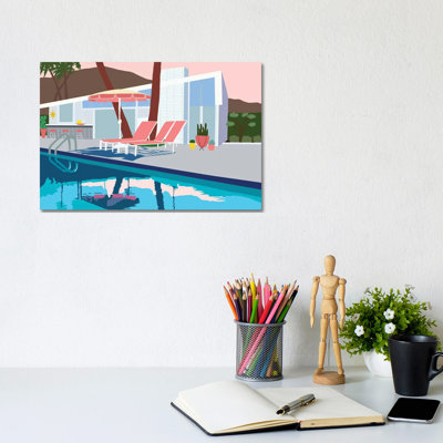 Pool Lounge I by Jen Bucheli - Wrapped Canvas Painting