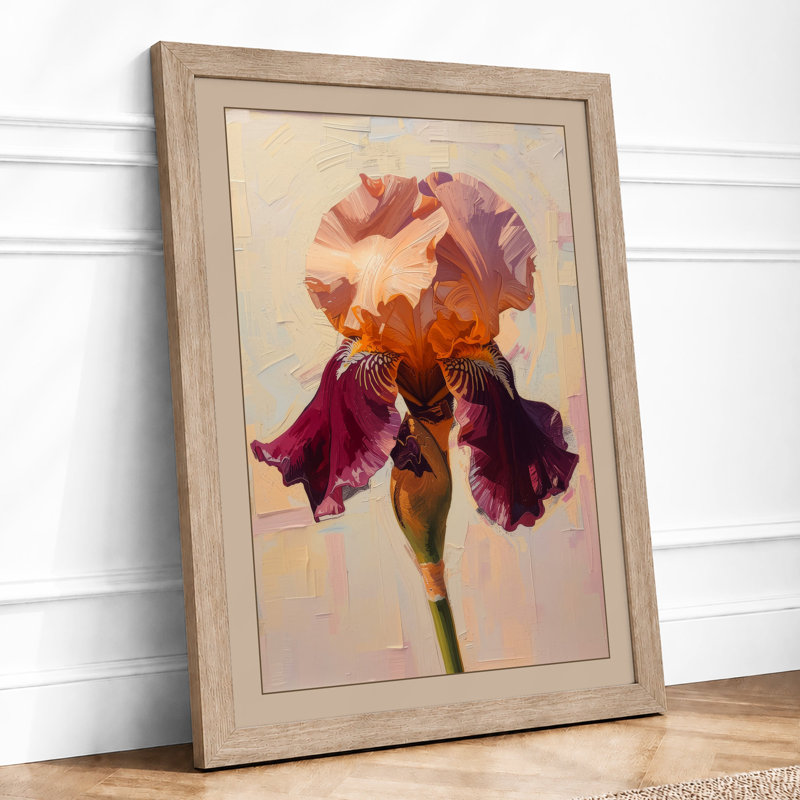 Iris in Soft Light Botanical - Framed Print, A2 - 59.4 x 42.0 cm, Oak