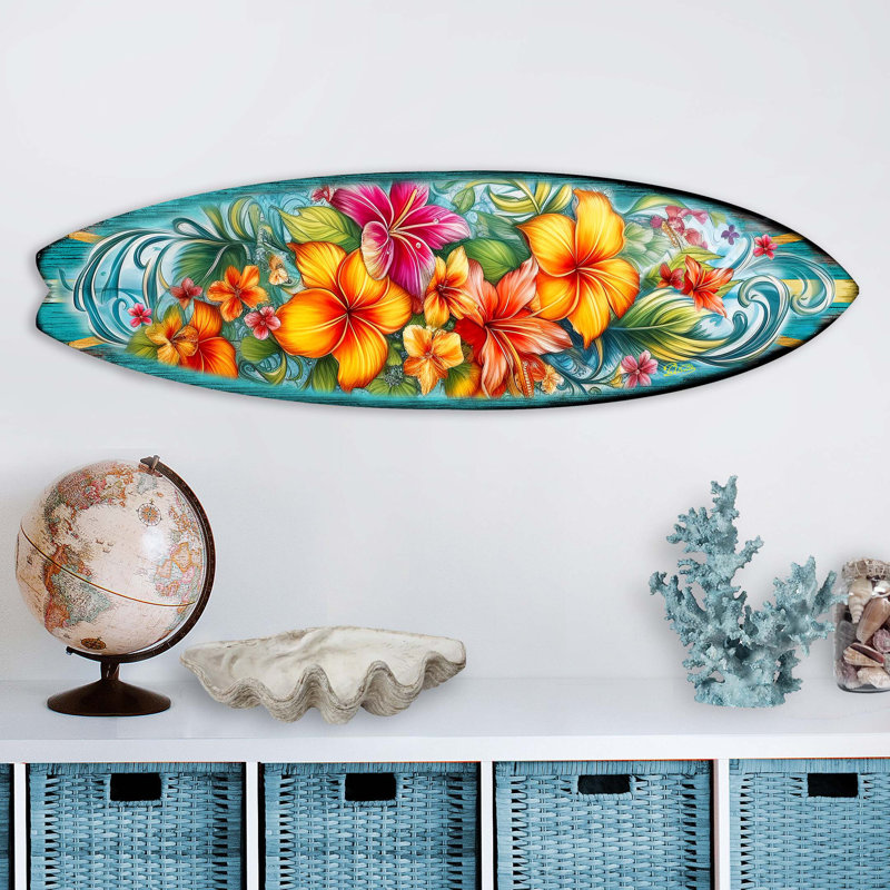 Handmade Nautical & Beach Wall Decor on Wood, 13.5" H x 48" W x 1" D