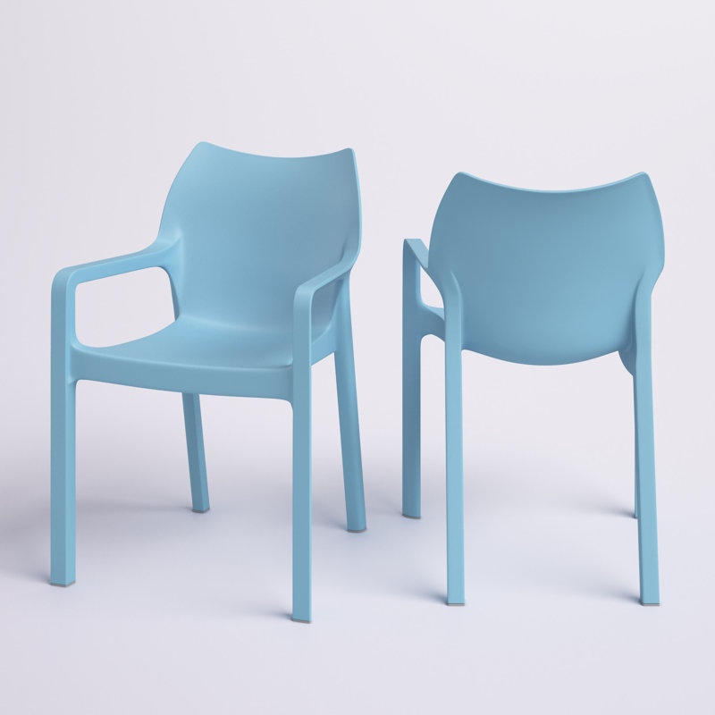 Adrian Stacking Patio Dining Armchair, Light Blue