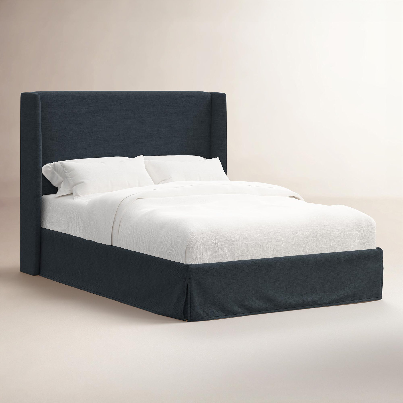 Upholstered Wingback Bed, California King, Classic Linen Navy