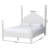 Baxton Studio Martino Four-Poster Platform Bed - Sculpted Post Bed Frame With Panel Headboard, Vintage Spindle Bed, White, Queen-1772286610-1772286701