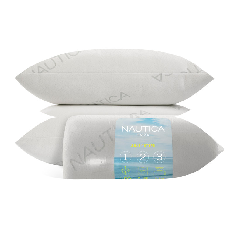 White Medium/Firm Knit Polyester Bed Pillow Set