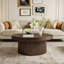 Table basse 33,5 "Mid-Century avec base cylindrique, table basse ronde cannelée avec plateau épaissi-1550365092