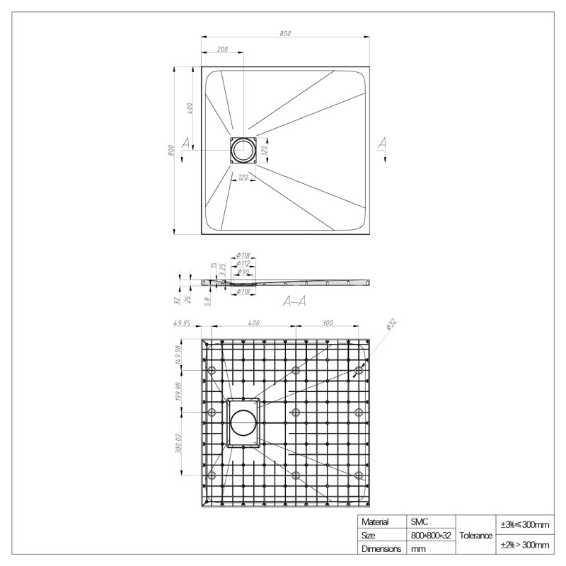 Selami Sliding Door Slate Effect Square Shower Enclosure with Tray  1900 x 800 mm, White, Black