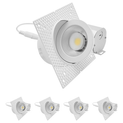 Luminaire encastré à DEL à cardan sans cadre 4 pouces Luxrite, 20 W, 2 000 Lm, 5ct. Sélectionnable 2700K-5000K, faisceau 38 °, double intensité réglable, bouton-poussoir, Cri90, Etl