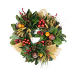 Joannette Pears, Berries, Wheat and Magnolia Leaves on a Grapevine Wreath
