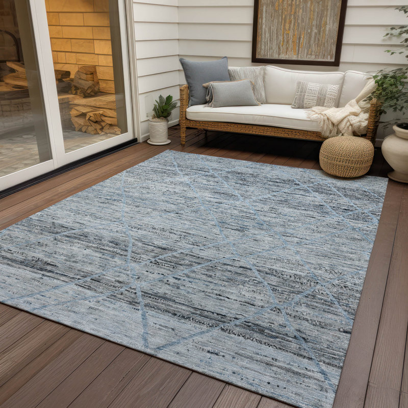 Tapis intérieur / extérieur bleu Flamara, 10 pi x 14 pi