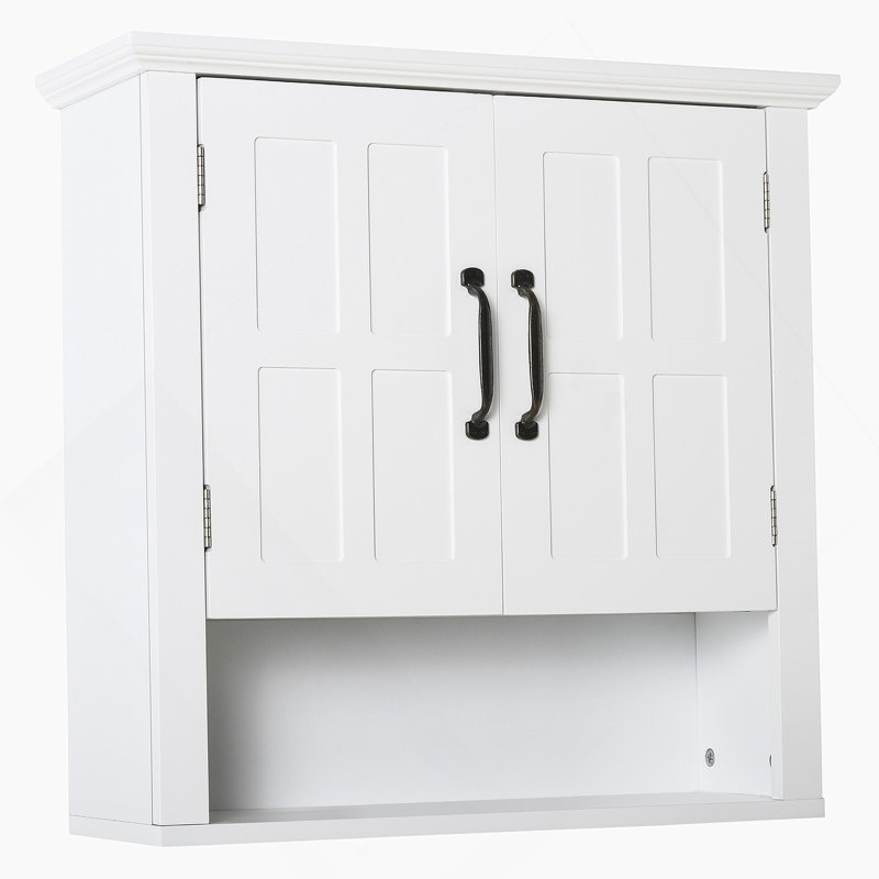 Armoire à pharmacie, armoire murale de salle de bain à 3 niveaux avec tablette réglable et 2 portes, armoire de salle de bain pour salle de bain, blanc