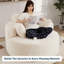 Fauteuil demi-tonneau rembourré en velours côtelé 49 po Lozena, chaise longue à compression ronde surdimensionnée, aucun assemblage requis-766904101-762915057
