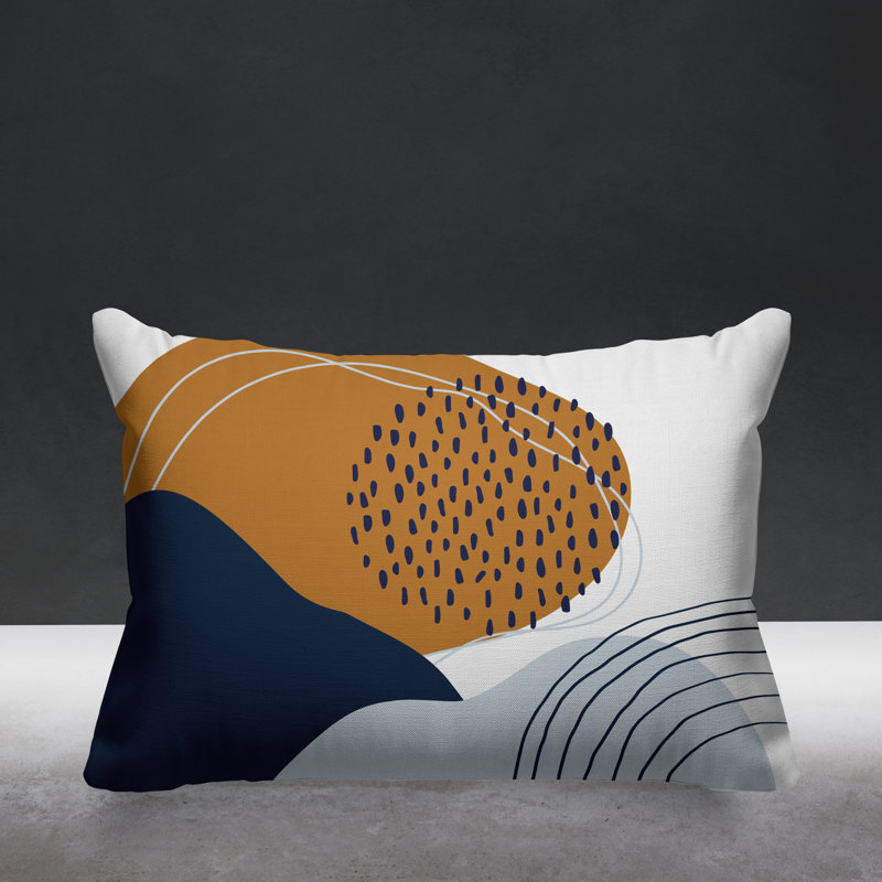 Cyn Abstract Outdoor Reversible Throw Pillow, Orange