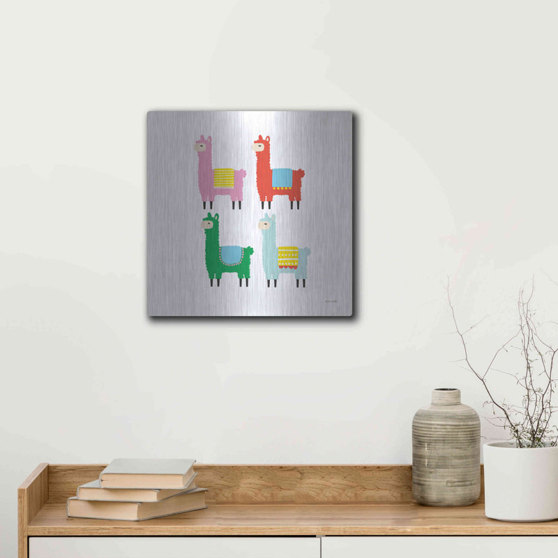 «The Llamas» par Ann Kelle, H 12 po x l 12 po