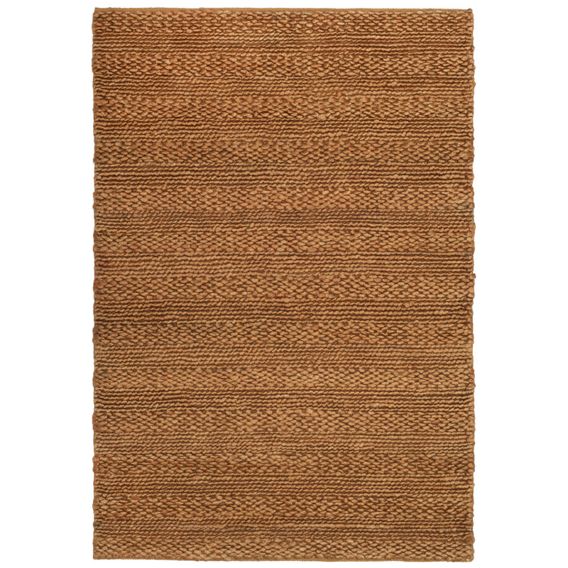Eco-Smart Natural Fiber Hand Woven Jute/Cotton Striped Rug in Gold, Rectangle 4' x 6'