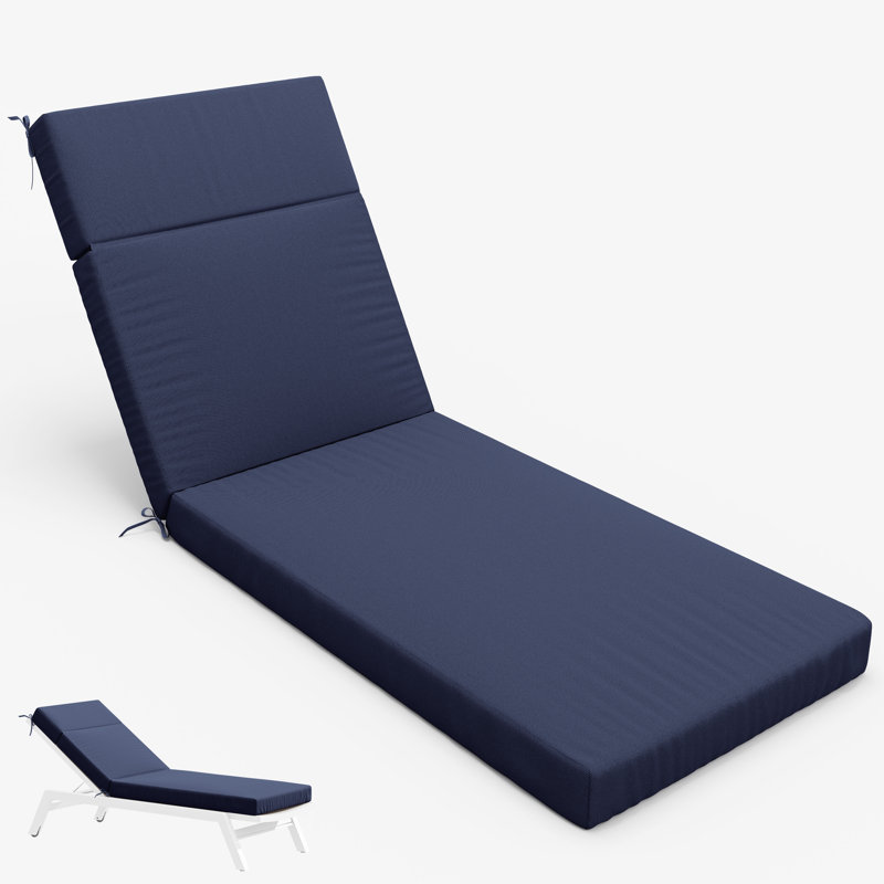 Outdoor Chaise Lounge Chair Cushion,72"X21"X4", 1, Navy Blue
