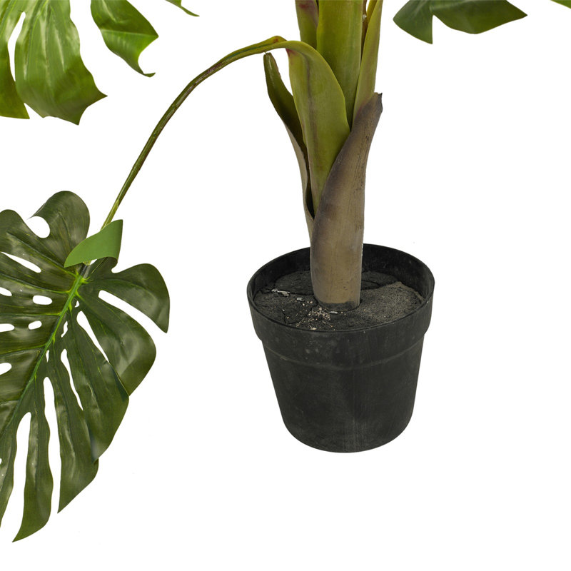 110 cm H Faux Monstera Deliciosa Plant in Cement Pot