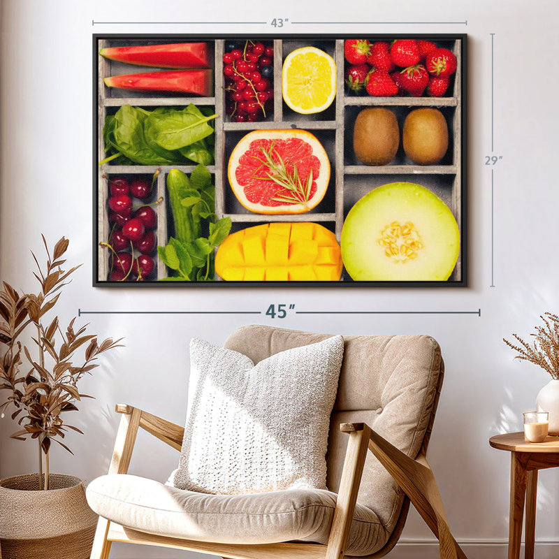 Légumes et fruits, impression sur toile Bento, H 29 po x l 43 po