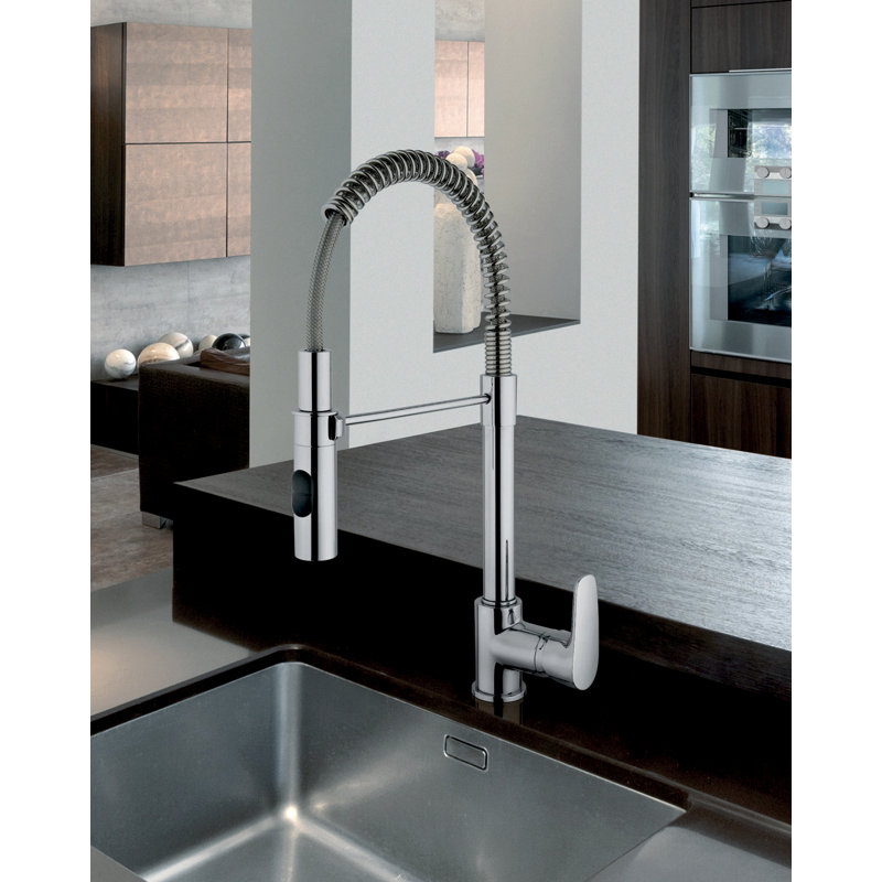 Arena Single Handle Spring Spout Kitchen Faucet, Chrome