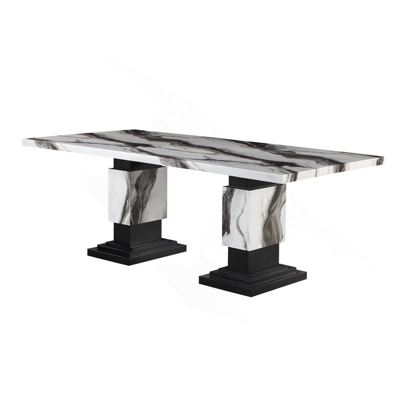 STACEY ZEBRA WHITE/BLACK DINING TABLE