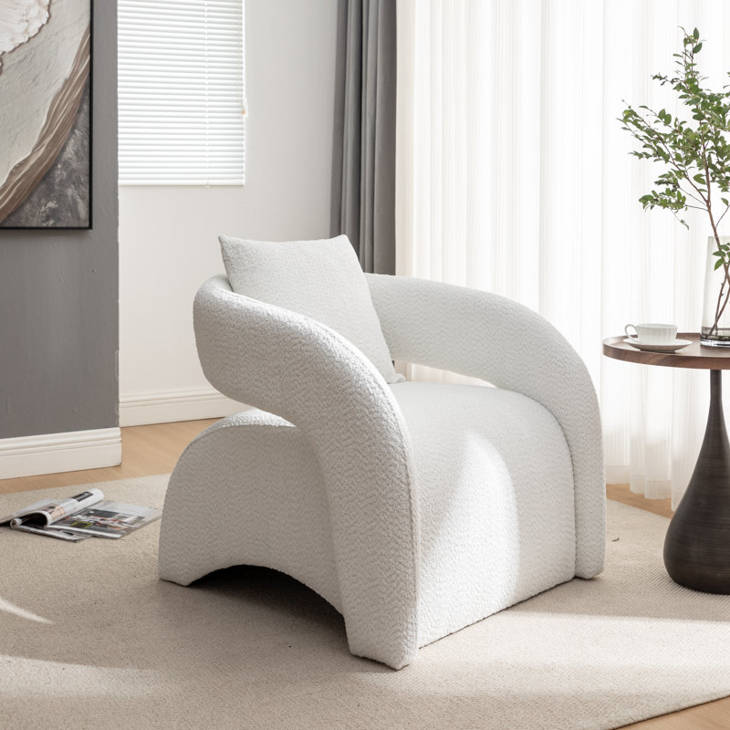 Hijinio Upholstered Armchair, Beige Polyester Blend