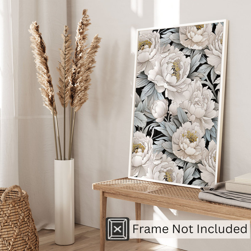 Motif floral de luxe pivoines XVIII, H 14 po x l 11 po