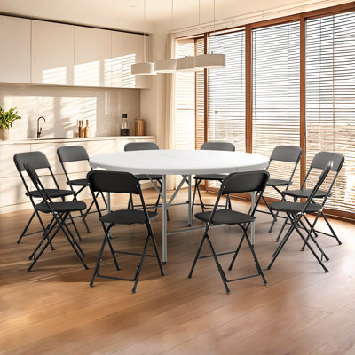 Table pliante en plastique 60 "avec 10 chaises pliantes Landyon pour utilisation extérieure et commerciale Landyon