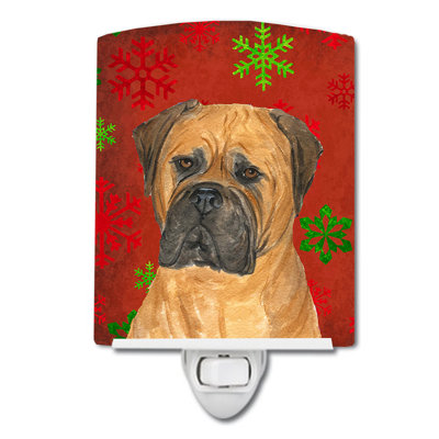 Bullmastiff Snowflakes Holiday Christmas Ceramic Night Light