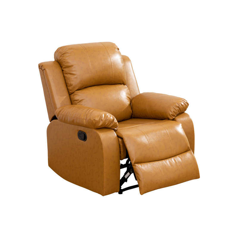 Ginger Vegan Leather Manual Recling Chair, Yellow Faux Leather