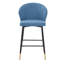 De 2 tabourets de bar à hauteur de comptoir, revêtement bleu, fabrication en métal, rembourrage en mousse, unités de cuisine et de salle à manger, housse, structure, siège, coussin rembourré,