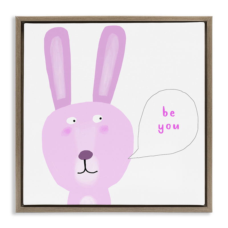 «Pink Be You Bunny», art mural par Carla Daly, H 18 po x l 18 po, Cadre flottant orme Montalcino