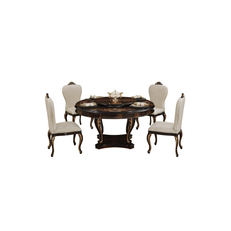 Athena Round Walnut Wood Dining Table, With Base