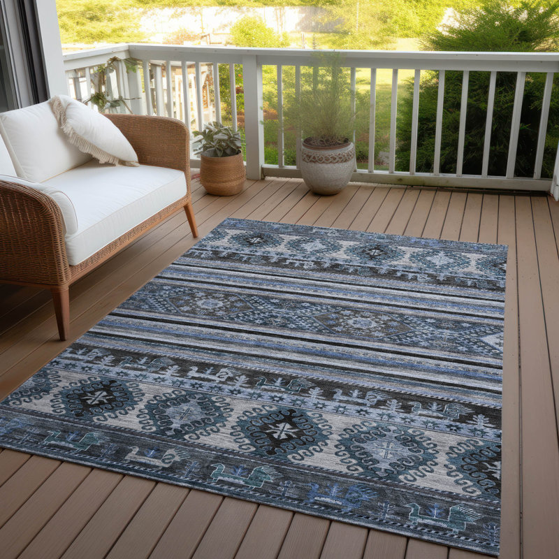 Tapis intérieur / extérieur bleu Claritha, 9 pi x 12 pi