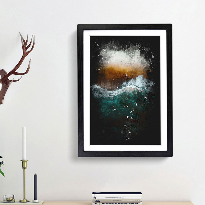 Beach in Santa Monica - Framed Print, Black Framed, 33cm H x 24cm W x 2cm D