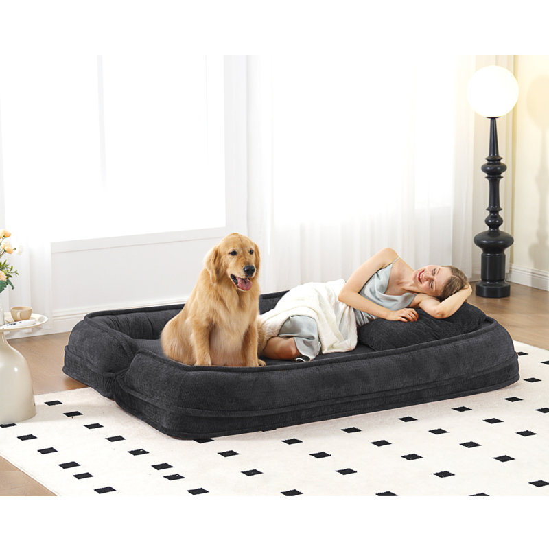 [Nouveauté] [Vidéo fournie] Lit double pour chien, Polyester gris foncé