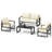 All Aluminum Outdoor Furniture Set for all Weather, 4-Person Patio Furniture Set with Wood Armrest for Skin-friendly Touch, 4-Piece Patio Conversation Set with Removable Cushions-549639308