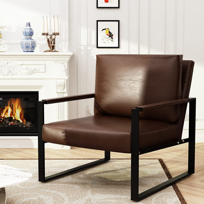 Fauteuil en similicuir 24,83 po Eritrea, Similicuir brun
