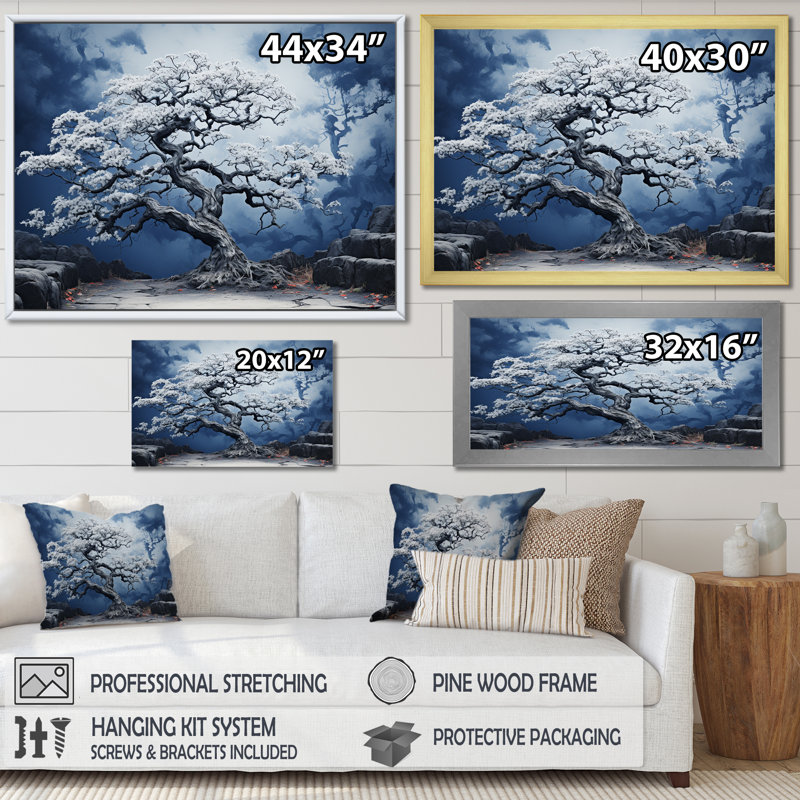 Éveil fauve de chêne bleu sur toile, Cadre photo noir simple, H 34 po x l 44 po x P 1,5 po