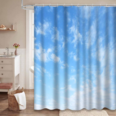 Rideau de douche bleu imperméable, rideaux de douche pour la salle de bain avec 12 crochets