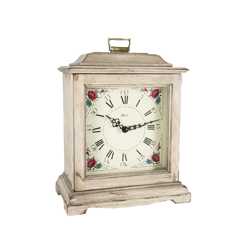 Roman Numeral Wood Tabletop Clock, White