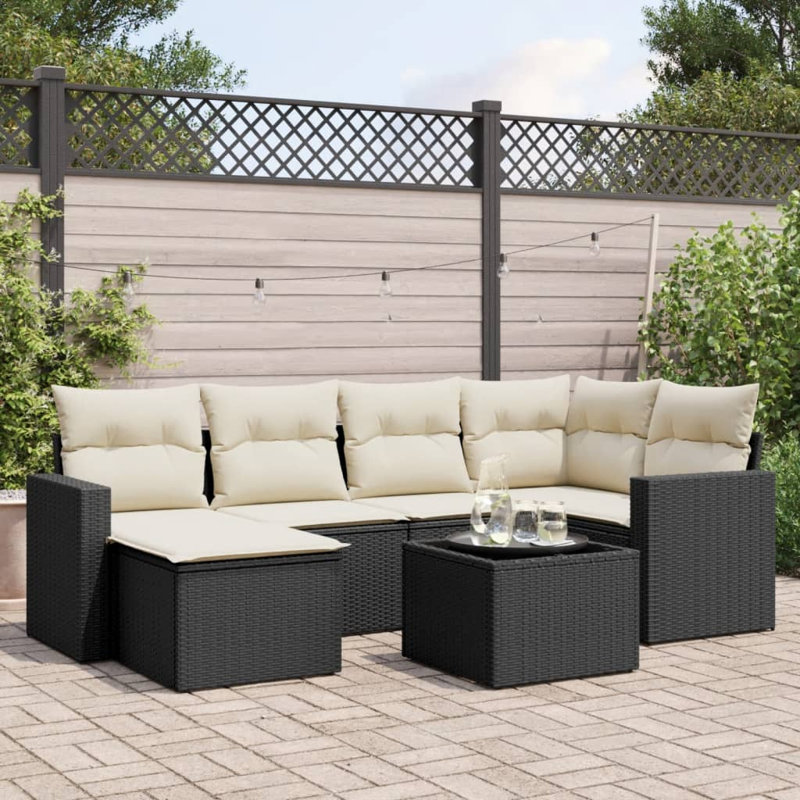 Ensemble de canapé de jardin Vidaxl noir, blanc crème
